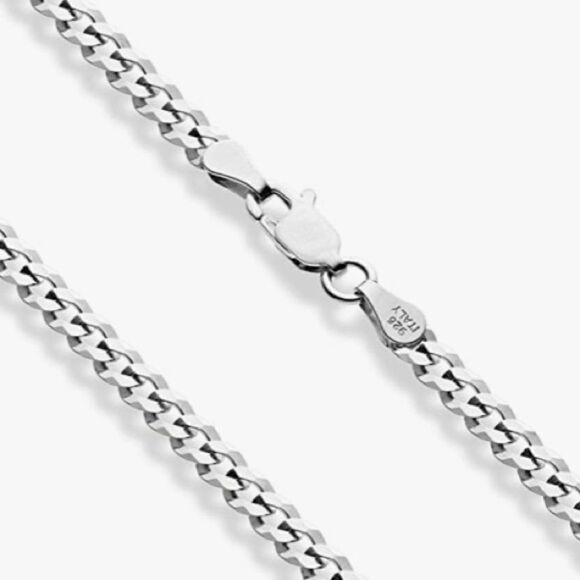 Sterling Silver Cuban Curb Chain Necklace - Picture 5 of 10